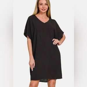 Zenana Black V-Neck Pocket Dress